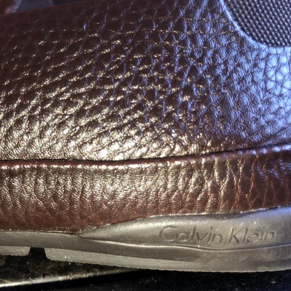 Calvin Klein Tumbled Leather Driver Loafers (Brown) - Picture 9 of 9